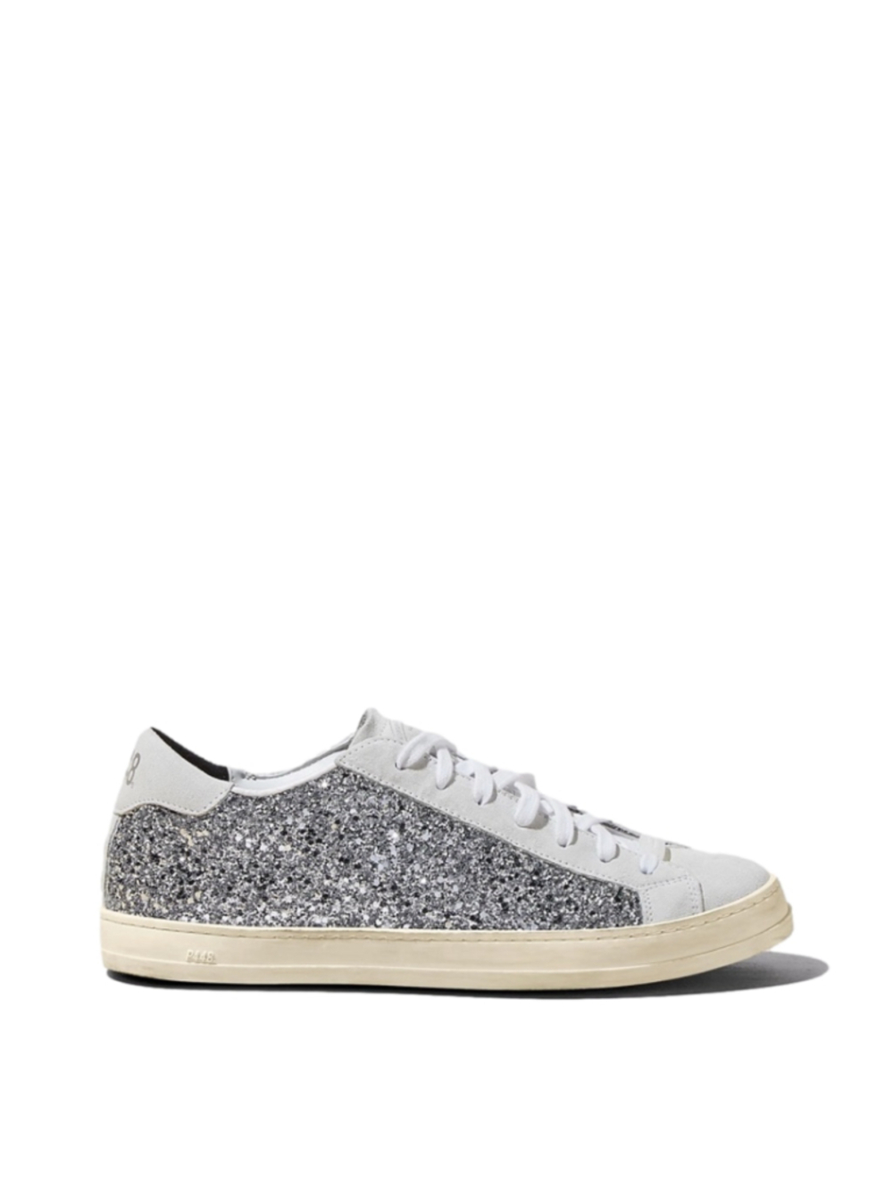P448 Thea Glitter Sneakers Womens EU 35 US 5 White Silver Leather NWT